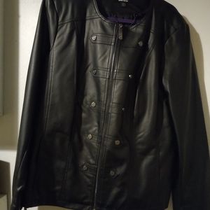 Dennis Basso faux leather jacket black